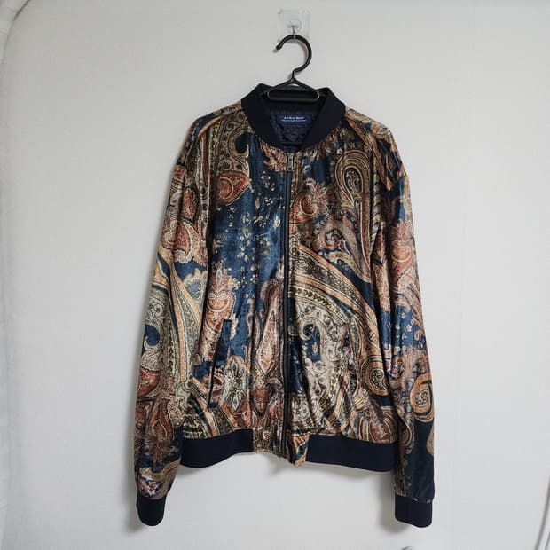 ZARA 자라 맨 페이즐리 패턴 벨루어 자켓 XL