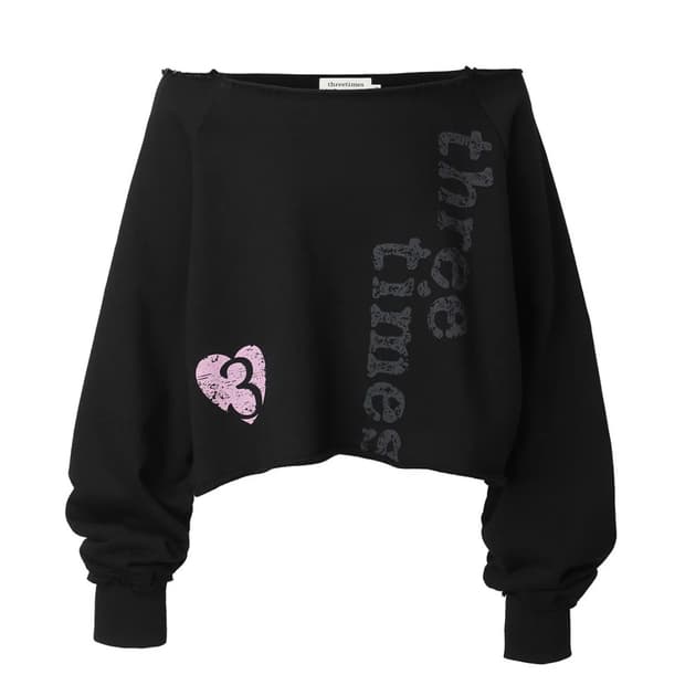 새상품) 쓰리타임즈 시즌그래픽 맨투맨 블랙 s