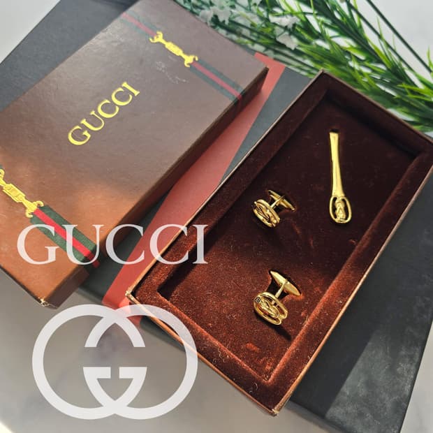 구찌 정품 명품 넥타이핀,커프스세트 5.7cm A+등급 J2
