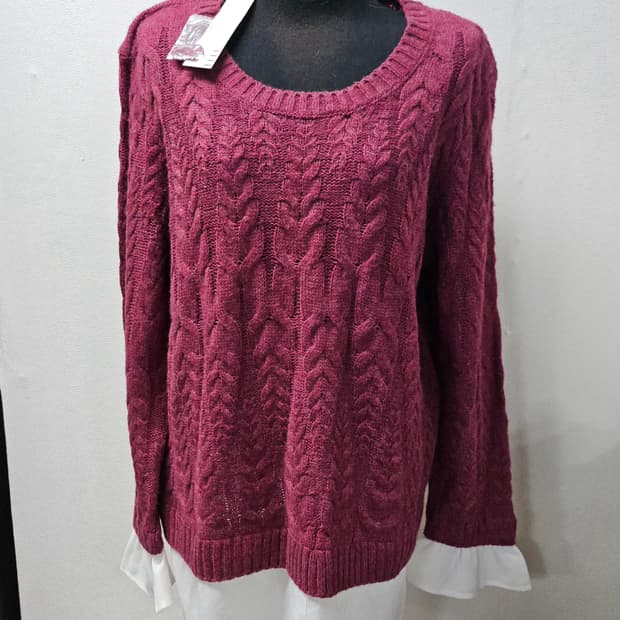 ELLE  엘르 버건디 니트  L