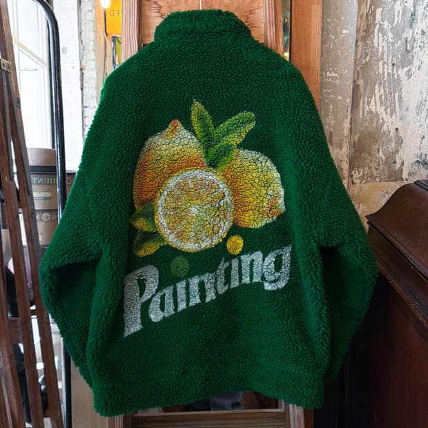 더블렛 핸드페인팅 Faux 시어링 자켓