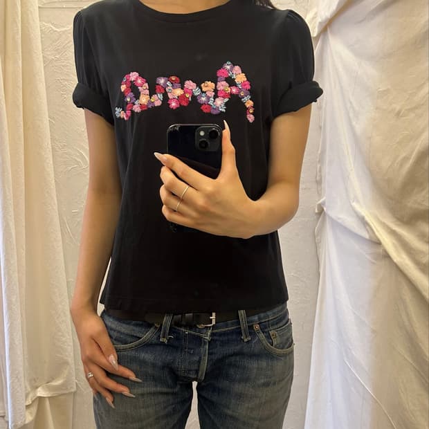 Anna sui 자수 로고 반팔티