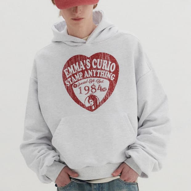 DNSR 디앤에스알 크롭 하트 후드 그레이 L