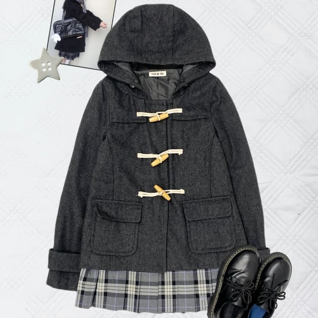 ꒰ঌ 도쿄걸 차콜 떡볶이 코트 ໒꒱