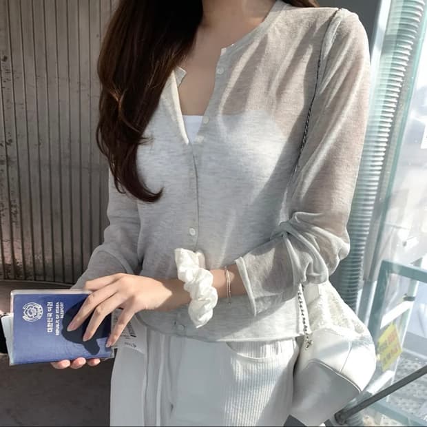 더바넷 hyled linen 버튼 가디건