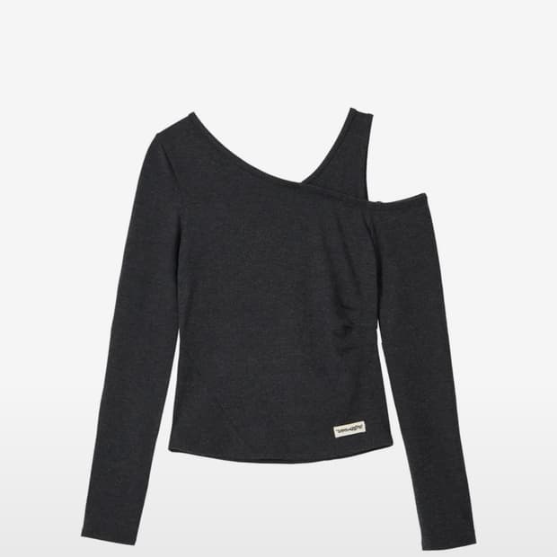 우알롱 cutout layered long sleeve tee