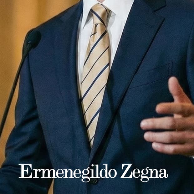 제냐 실크 베이지 스트라이프 넥타이 9.3cm A등급 A19600
