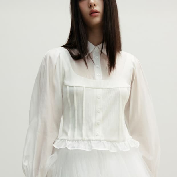 더티스 핀턱 뷔스티에 셔츠 블라우스