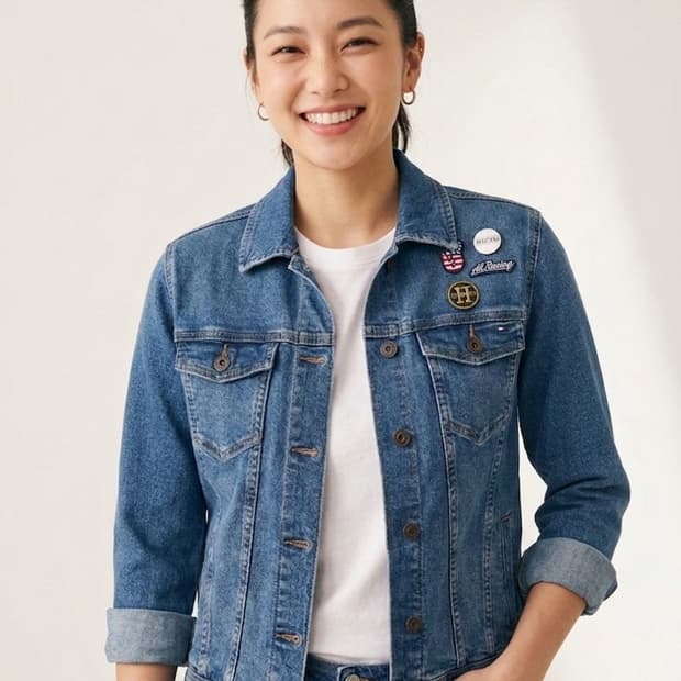 Tommy Hilfiger 패치 자켓 | 유니크 커스텀 디자인 | 크롭핏