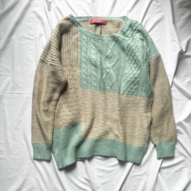 빈티지 하구미 모리 민트 니트