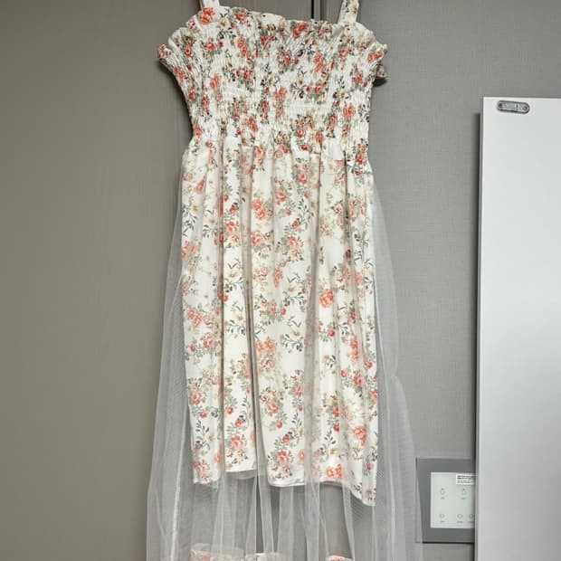플라워 패턴 롱 원피스