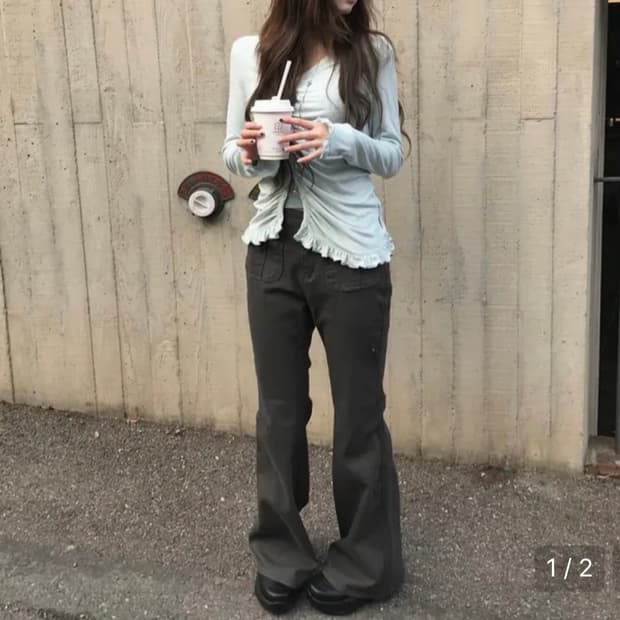 미레코 버튼 포켓 부츠컷 팬츠