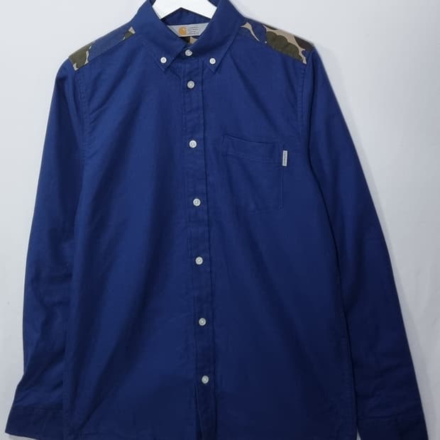 S ) 칼하트 wip 딥블루 카모 옥스퍼드 셔츠