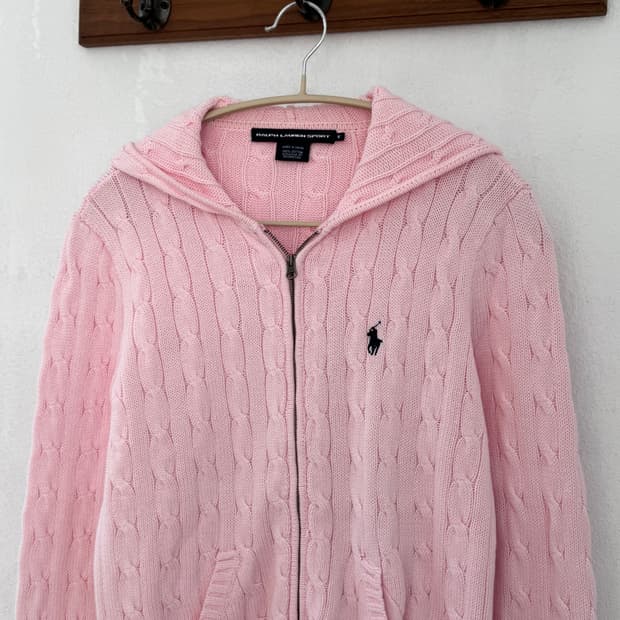 폴로 연핑크 후드집업