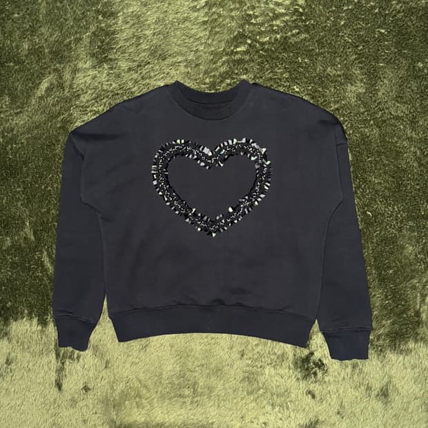 [36] 알렉산더 맥퀸 비즈 디테일 루즈 핏 스웻 셔츠 블랙