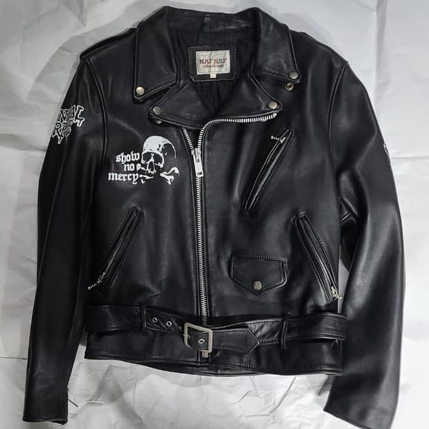 NAFNAF 커스텀 가죽라이더자켓 90사이즈