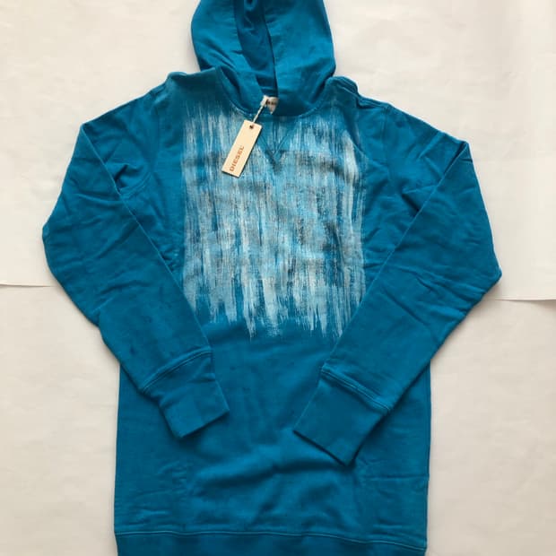 디젤(DIESEL) 페인트 가공 롱 후드티