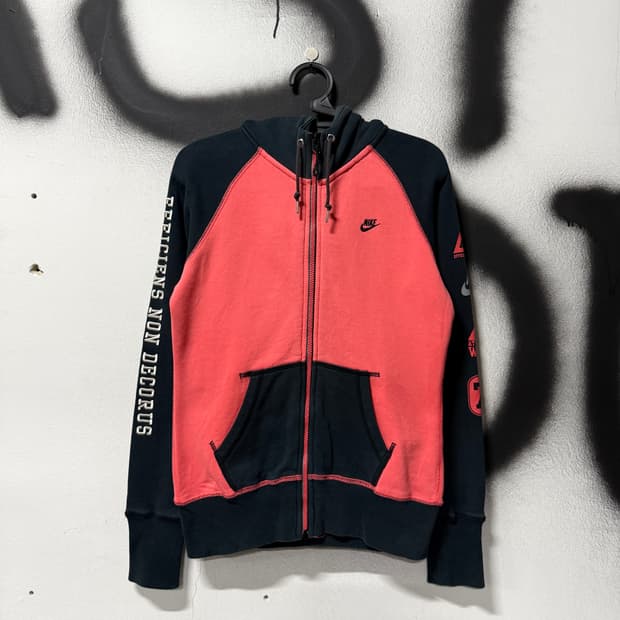 나이키 y2k 하이넥 프린팅 , 자수 디테일 배색 집업 후디