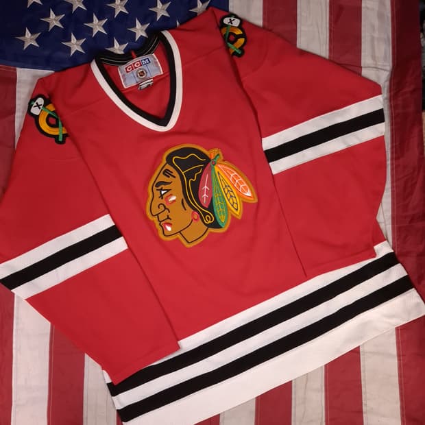 오리지날 90's 캐나다 CCM X NHL시카고 블랙호크스 아이스하키져지