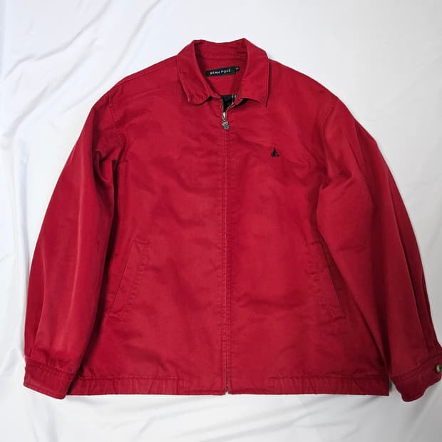 빈폴 바라쿠다 코튼 워크자켓 덱 캔버스 블루종 레드 빈티지 105