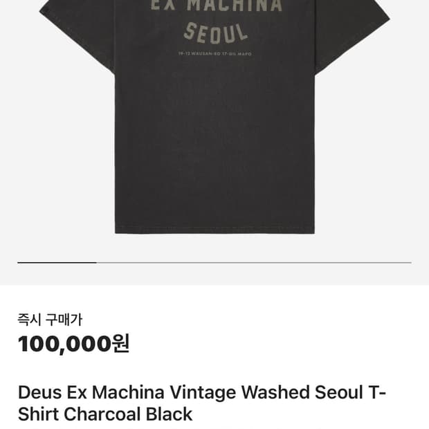 데우스 엑스 마키나 빈티지 워시드 서울 반팔티 M