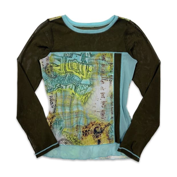 빈티지 시스루 펑크 레터링 레이어드티