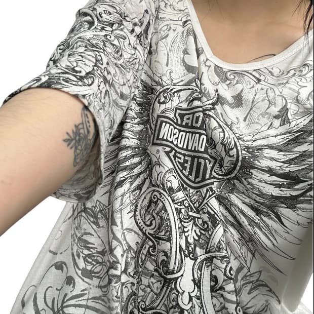 할리 데이비슨 Tattoo printed bead sleeveless