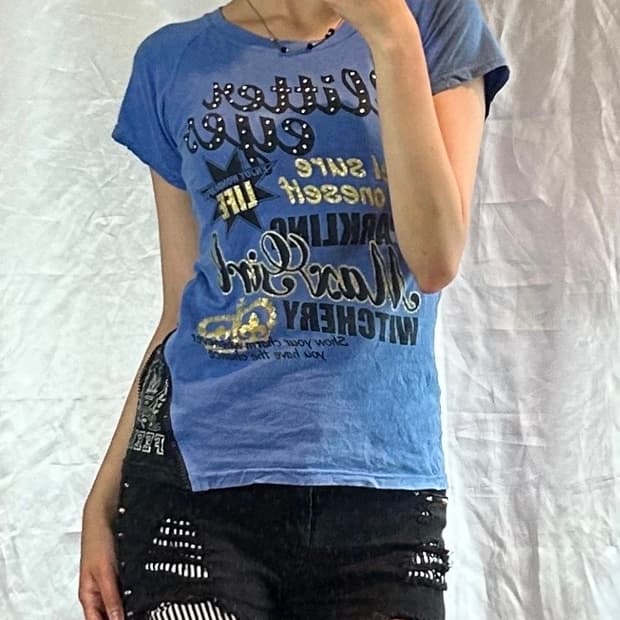 blue y2k gal t-shirt