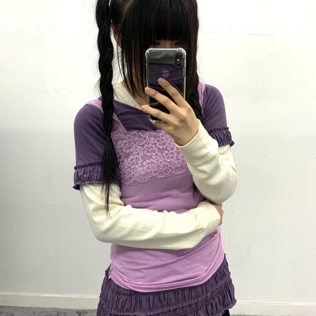 연보라 레이스 슬리브리스