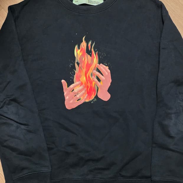 L) 오프화이트 디아고날 파이어 스플라이스 기모 맨투맨