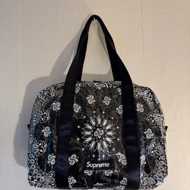 [OS]슈프림 반다나 타프 스몰 더플백 블랙 - 21SS