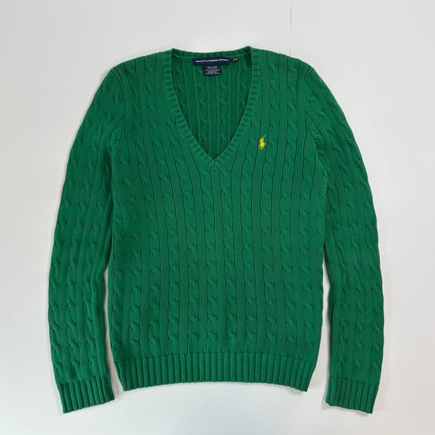 폴로 랄프로렌 브이넥 케이블니트 