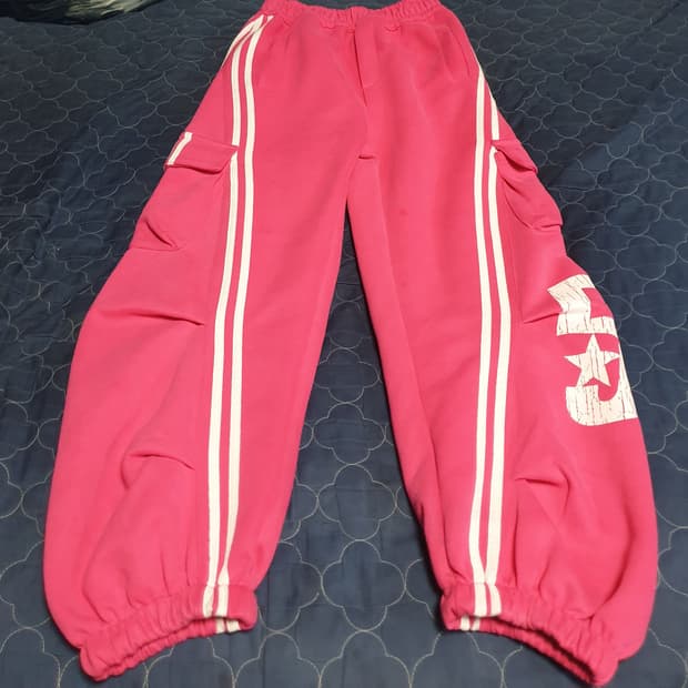 (25s) 더블제이디 커브드 사이드 파라슈트 카고 조거팬츠 핑크 (M)