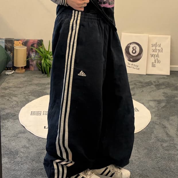 90s ADIDAS 네이비 나일론 트랙팬츠