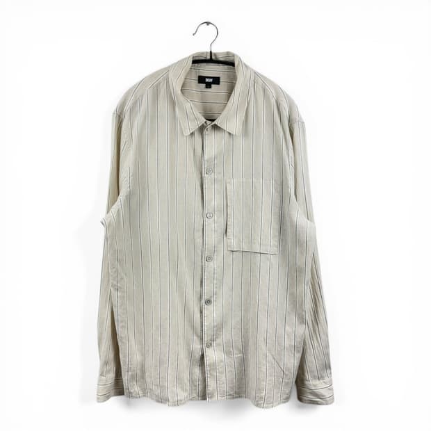 (L) DKNY 린넨 스트라이프 셔츠