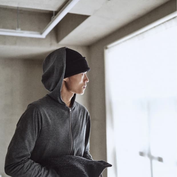 Textured Hoodie Zip chacoal 1