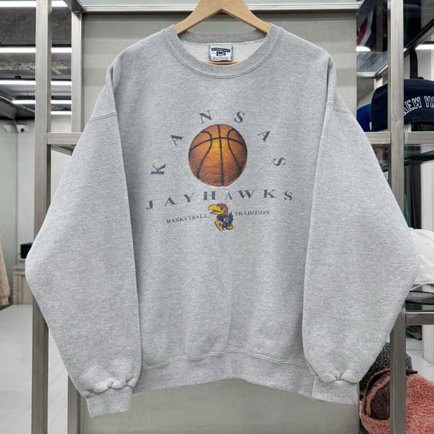 Lee 90s Ultra-Weight KANSAS 컬리지 스웻셔츠 그레이