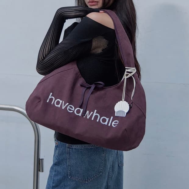 해브어웨일 버건디 바게트 에코백 숄더백