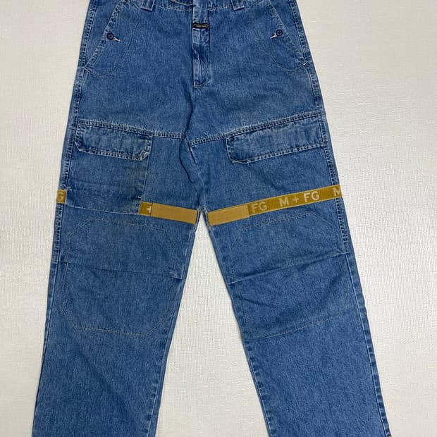 90s/00s 마리떼프랑소와저버 웨빙 와이드 데님 카고 팬츠 34W