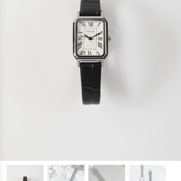 Square Classic Leather Watch - Black 시계