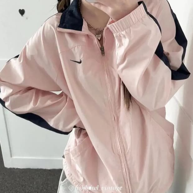 나이키 빈티지 바람막이 핑크 네이비 분홍 져지 y2k 딸기우유