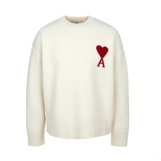 (미개봉,새상품) 아미 하트 로고 화이트 니트 스웨터