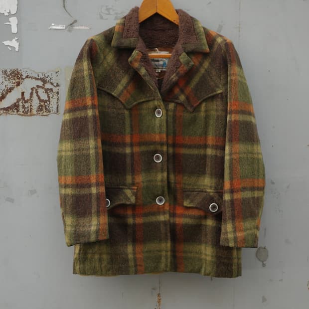 70s Pioneer wear 체크 랜처 코트