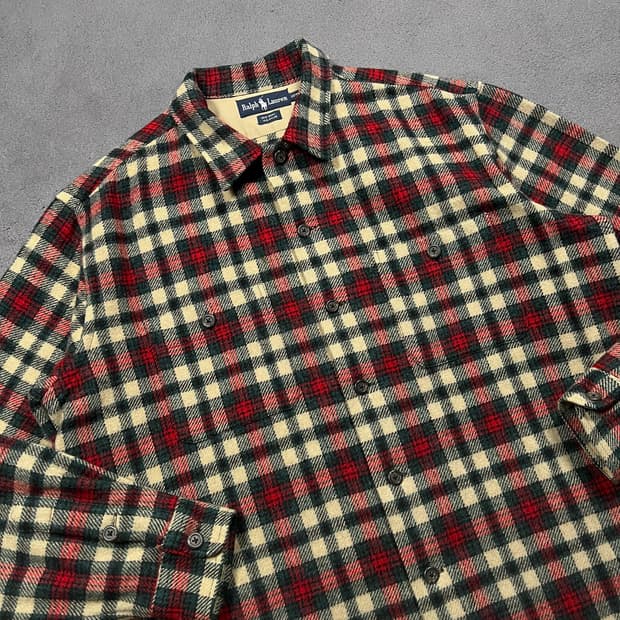 폴로 레드 체크 울 셔츠