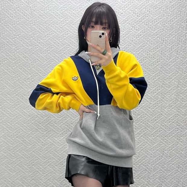 아디다스 올드스쿨 레트로 키치 컬러블럭 후드티 S C11069
