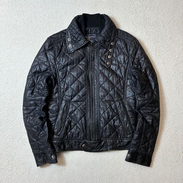 버버리 00's Y2K 하이넥 가죽 배색 퀼팅 자켓 PN6858