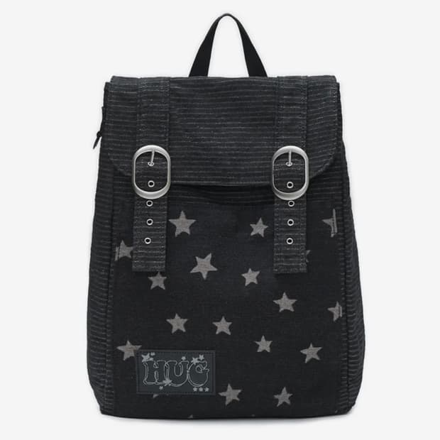 허그유어스킨 스타 더스트 데님 백팩 블랙