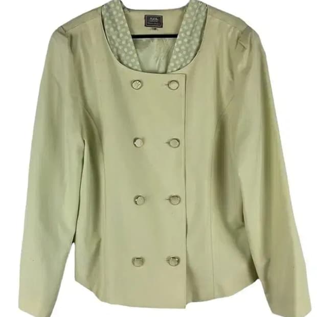 논카라 더블 도트 긴팔 러블리 자켓 그린 빈티지