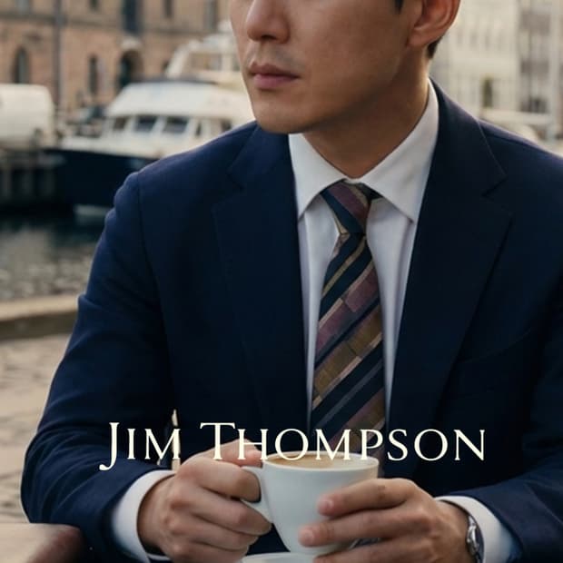 짐톰슨 실크 네이비 스트라이프 넥타이 8.0cm A+~A등급 A19731