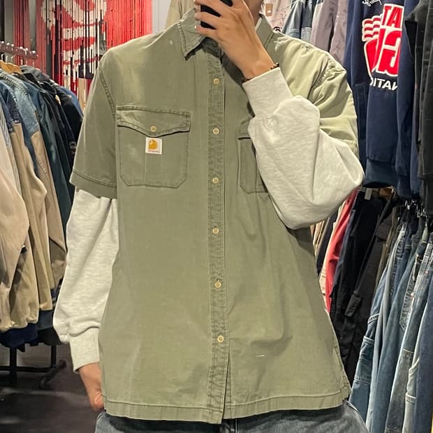 [IM] carhartt 칼하트 연카키 반팔셔츠